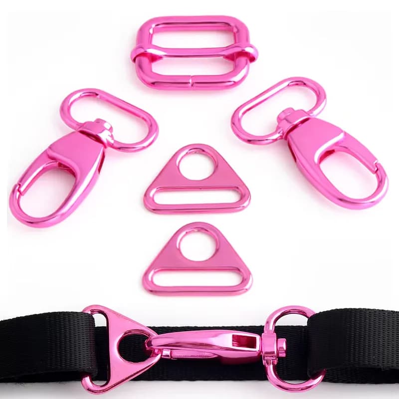 Pink Color Metal Handbag Accessories Diy Handmade Zinc Alloy Dog Hook Buckle, front view