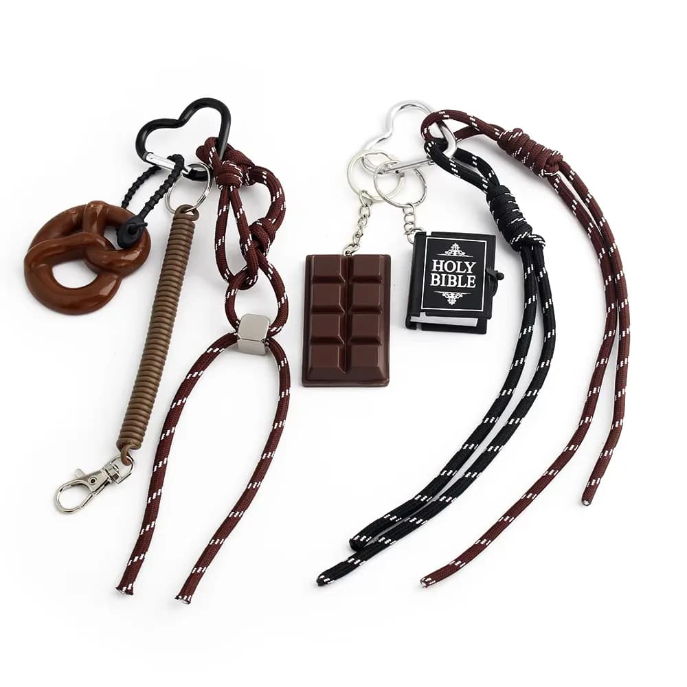 Cute Fashion Key Chain Cute Key Ring Pendant Mini Chocolate Key Chain Lye Bread, front view