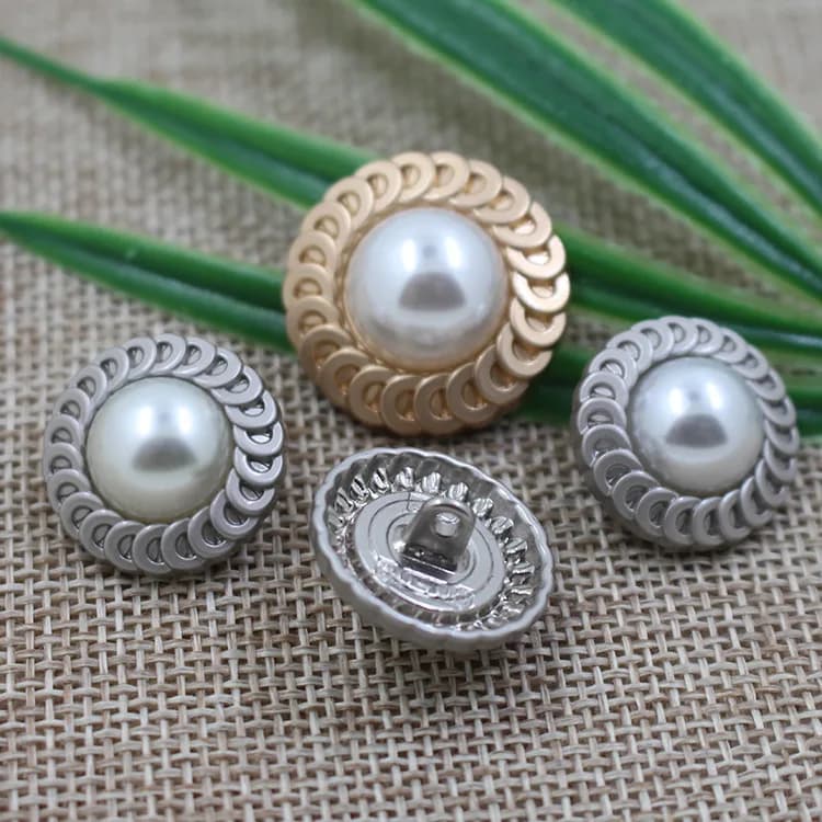 Metal Wire Pearl Stitching Button for Trench & Wool Coats, front view