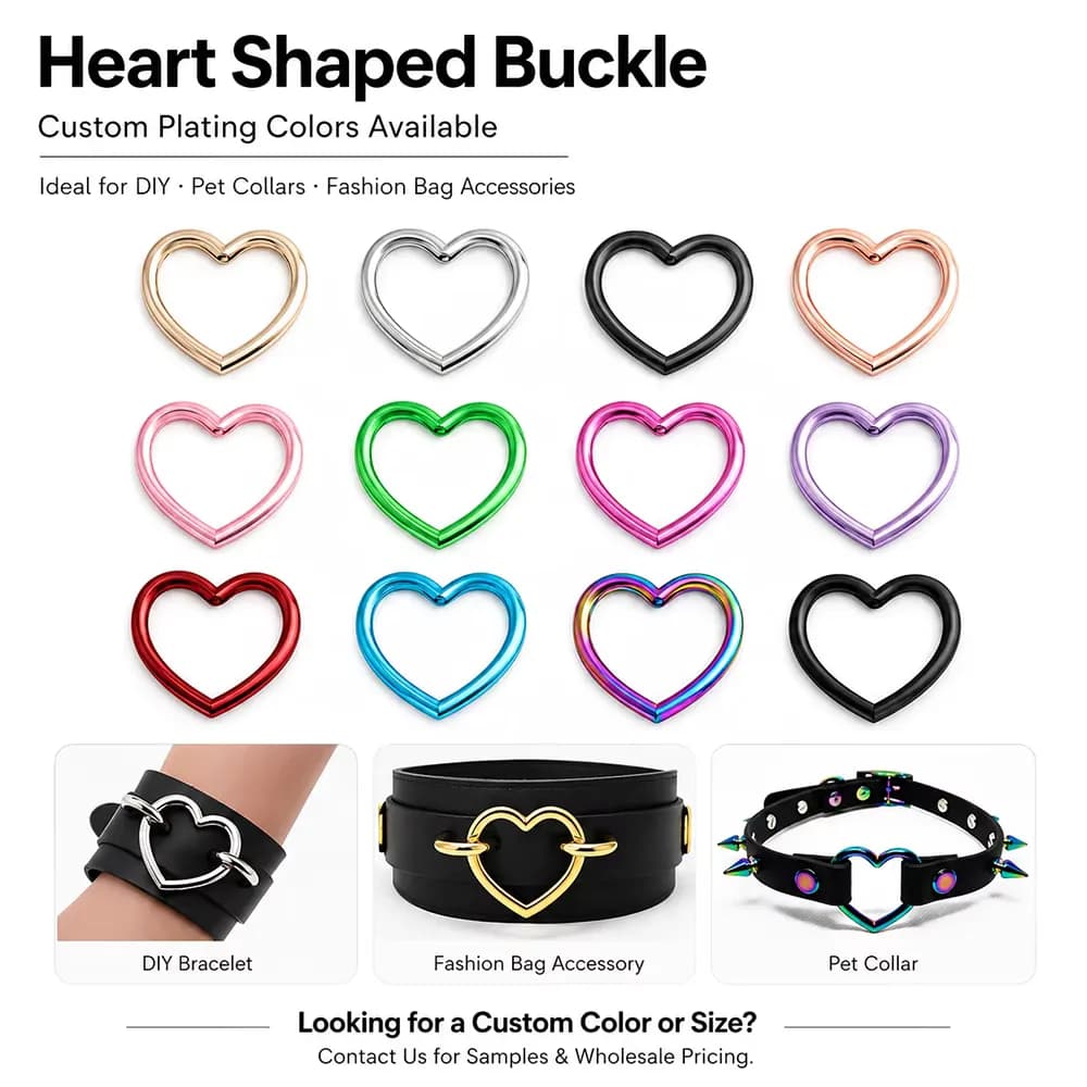 Colorful Heart Shape Rings Belt Strap Metal Buckle Zinc Alloy Hollow Webbing, front view