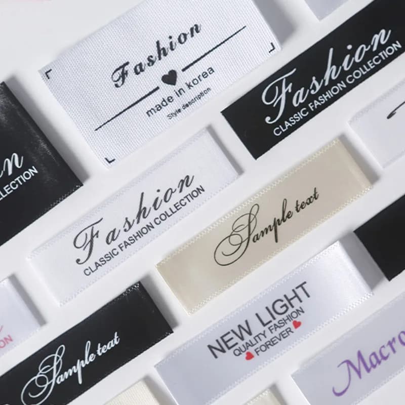 Custom Brand Name Logo Garment Neck Damask Fabric Woven Label Polyester Custom Size End Fold-for Clothing Shoes Bags - view 1