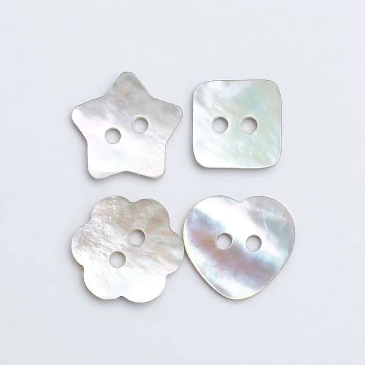 Custom 2-Hole 2-Holes Buttons Personalized Star Square Oval Martensii Shell, front view