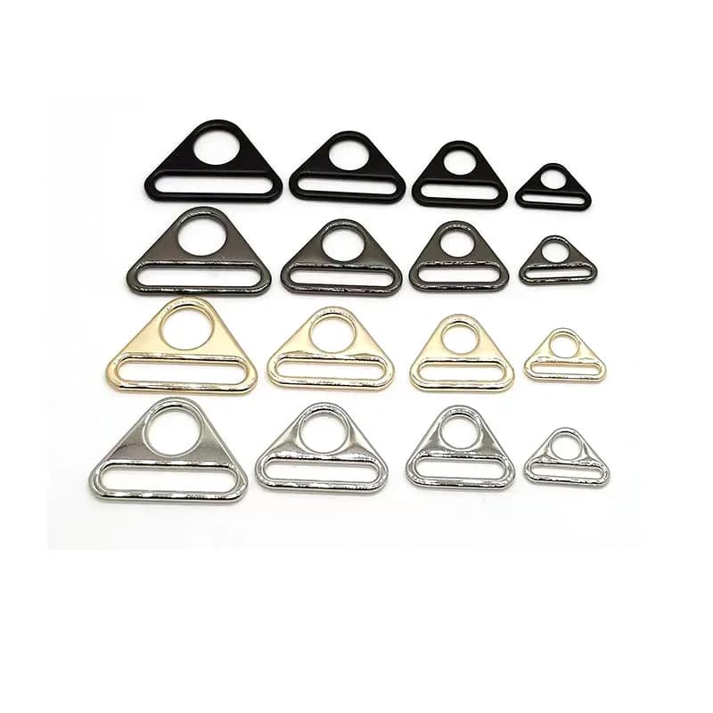 Custom Handbag Accessories Bag Straps Black Metal Triangular D-Ring With, front view
