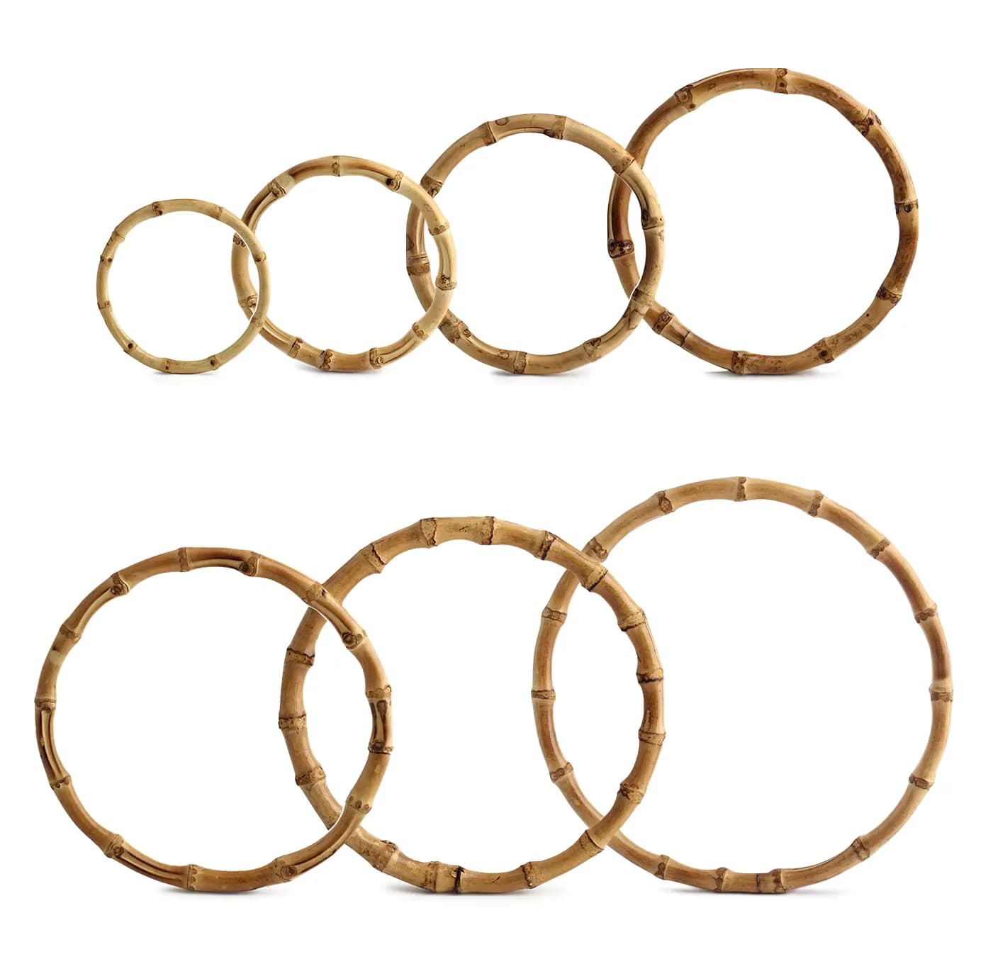 100% Real Round Bamboo Bag Handle - Natural Purse Frame for DIY Yarn Bag, front view