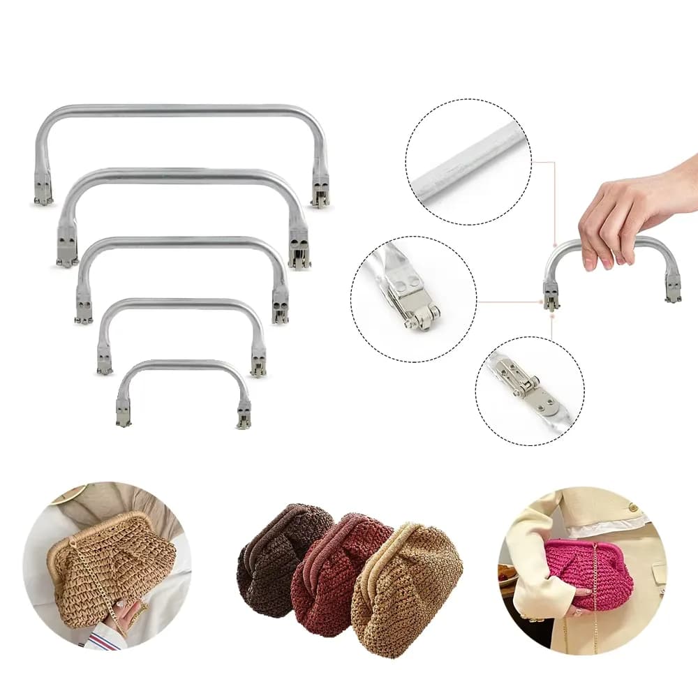 Aluminum Tube Bag Handle Frame 5.5-10 Inch - Smooth Bracket Purse Handles, front view