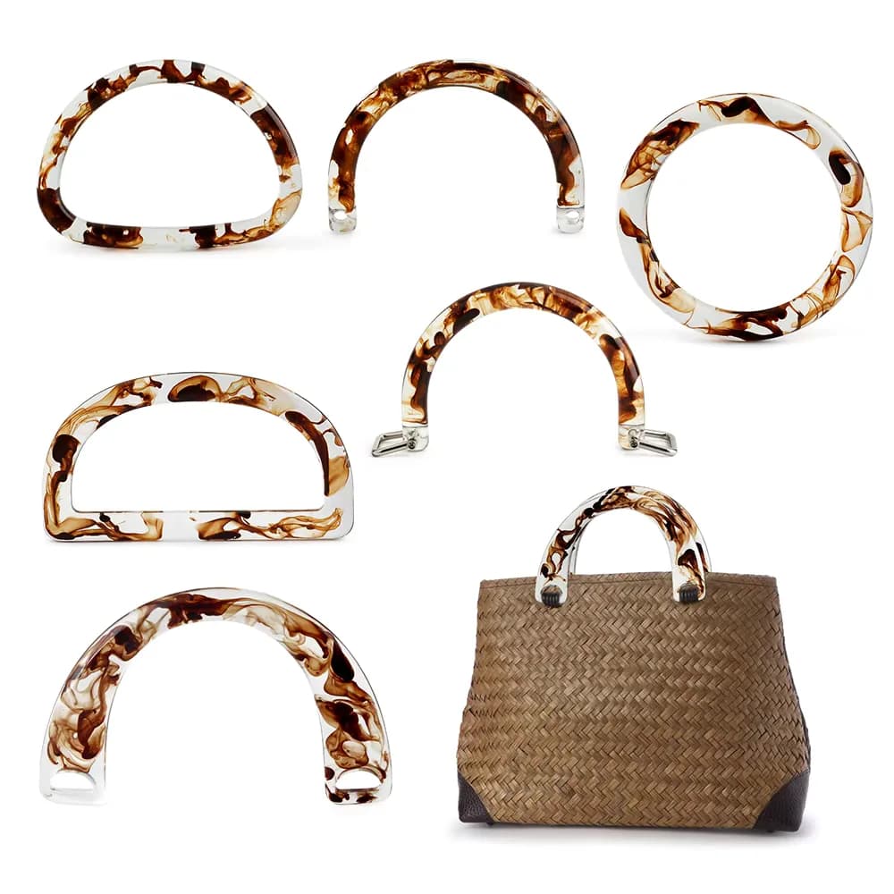 U-shaped Bag Resin Handle Wallet Frame Kiss Buckle Woven Bag Handbag Crochet Bag, front view