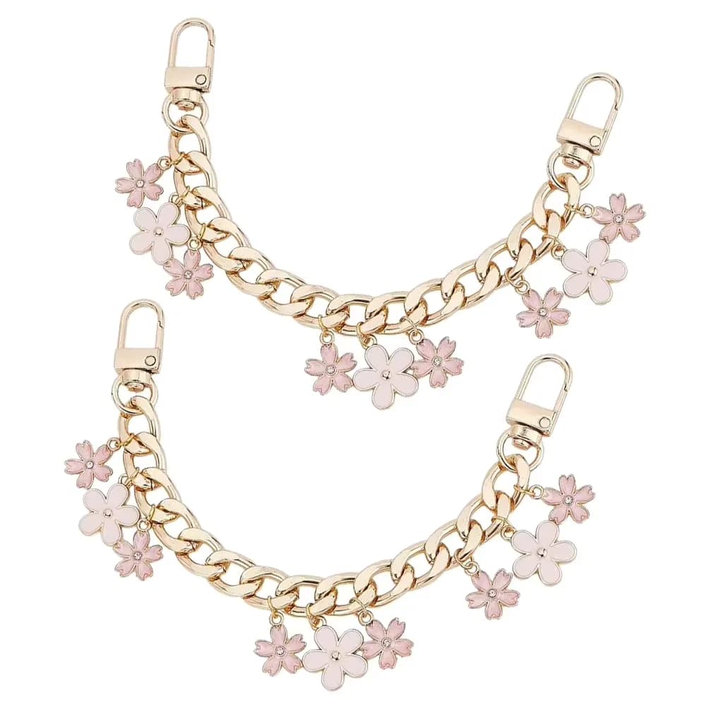 Floral Metal Bag Chain - Adjustable Crossbody Strap with Flower Charm, front view