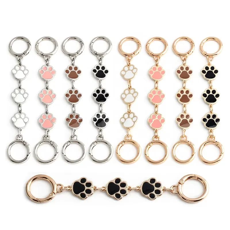 Paw Print Extension Chain - Colorful Adjustable Shoulder Strap for Bags, Wallet, front view