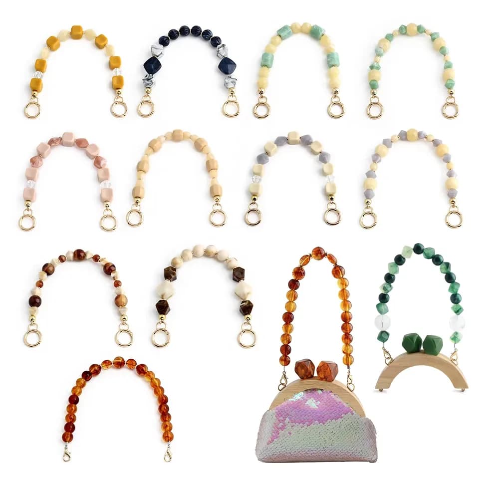 Customizable Colorful Resin Waterproof Lightweight Purse Chains Bag Wood Handle, front view