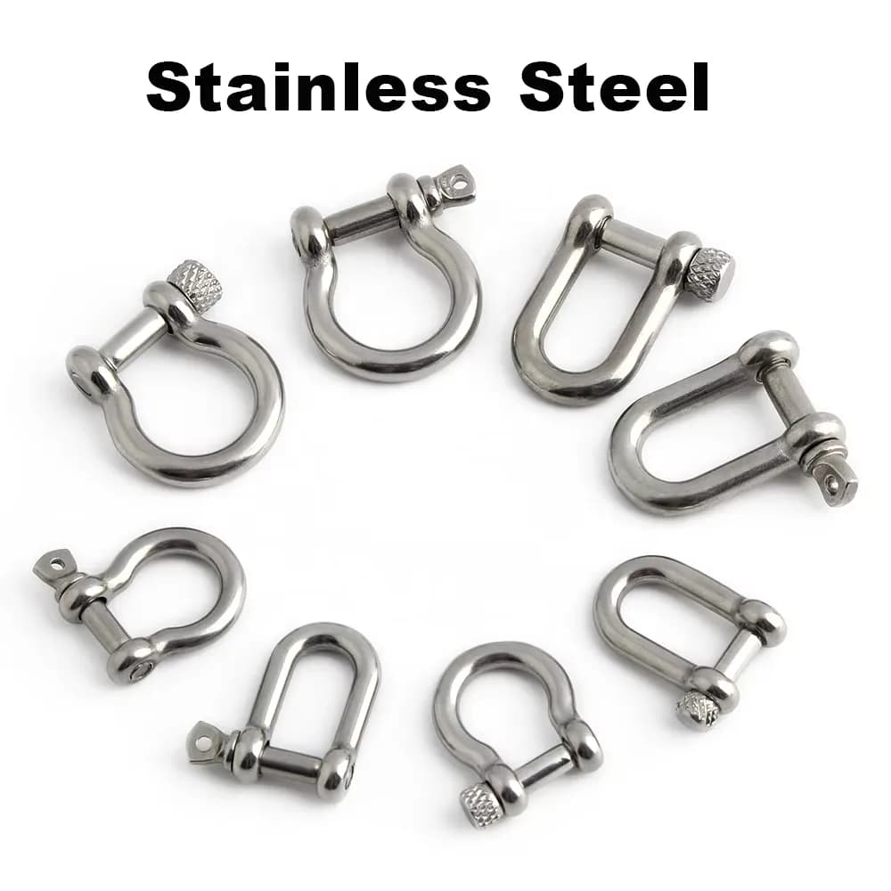 M4-M38 Stainless Steel 304/316 Heavy Duty D Shackle Bow Shackle Screw Pin Forged, front view
