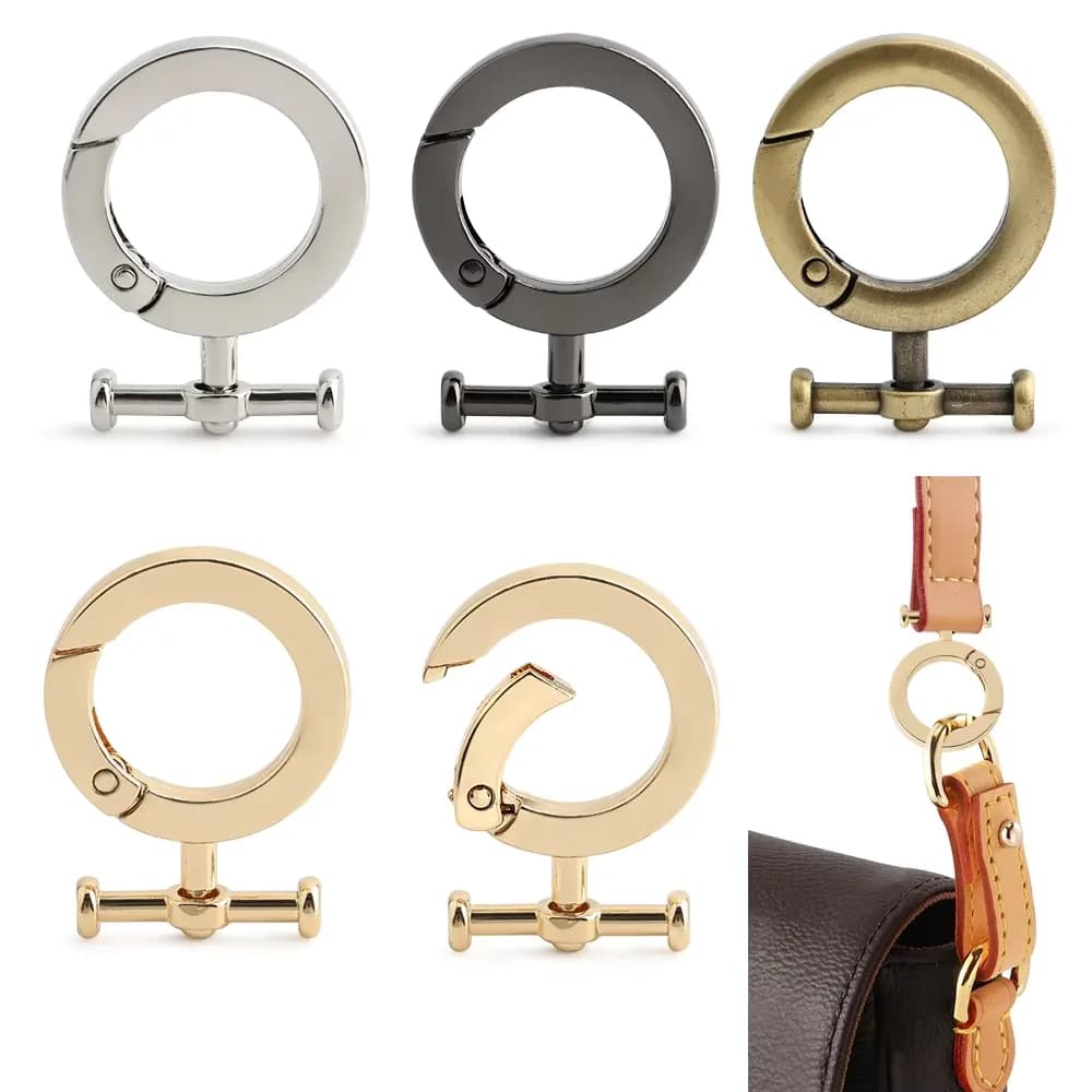 Durable Flat Spring Gate Ring 22mm Safe Eco-Friendly Purse Handle Connector, front view