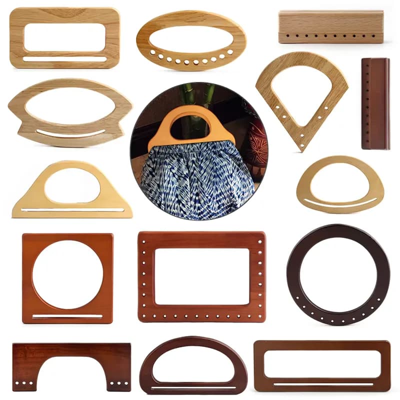 Perforated Wooden Handles for Handbag Wooden Bag Handle Accessories Bag, front view