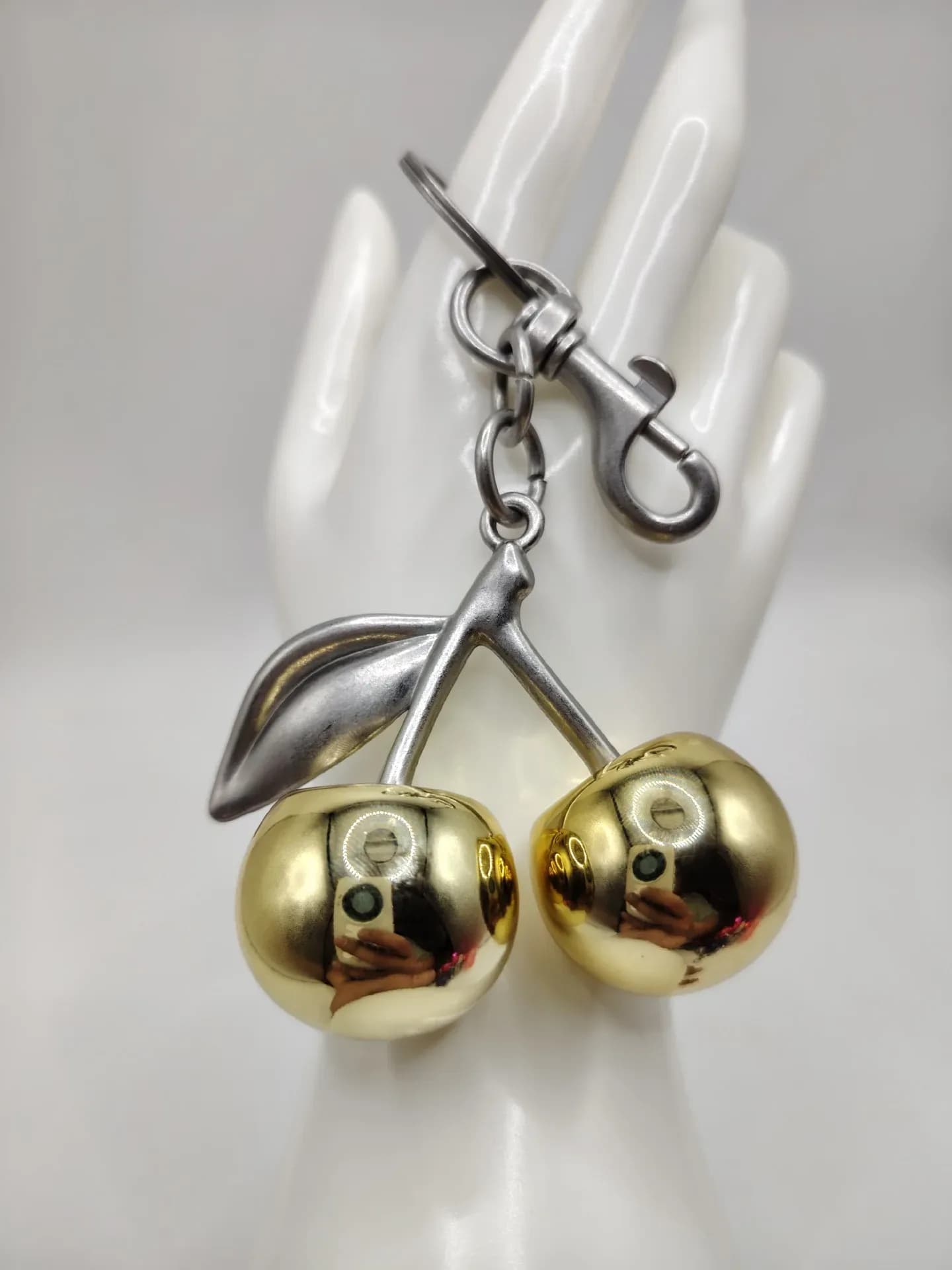Vintage Luxury Trendy Zinc Alloy Cherry Bag Charm Keychain Sparkling Accessory for Purses and Bags - view 1