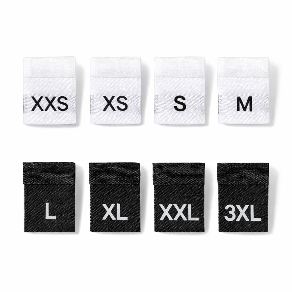 Eco-Friendly White Polyester Rectangle Size Labels S/M/L/XL Woven for Garment Bags & Shoes Collar Use - view 1