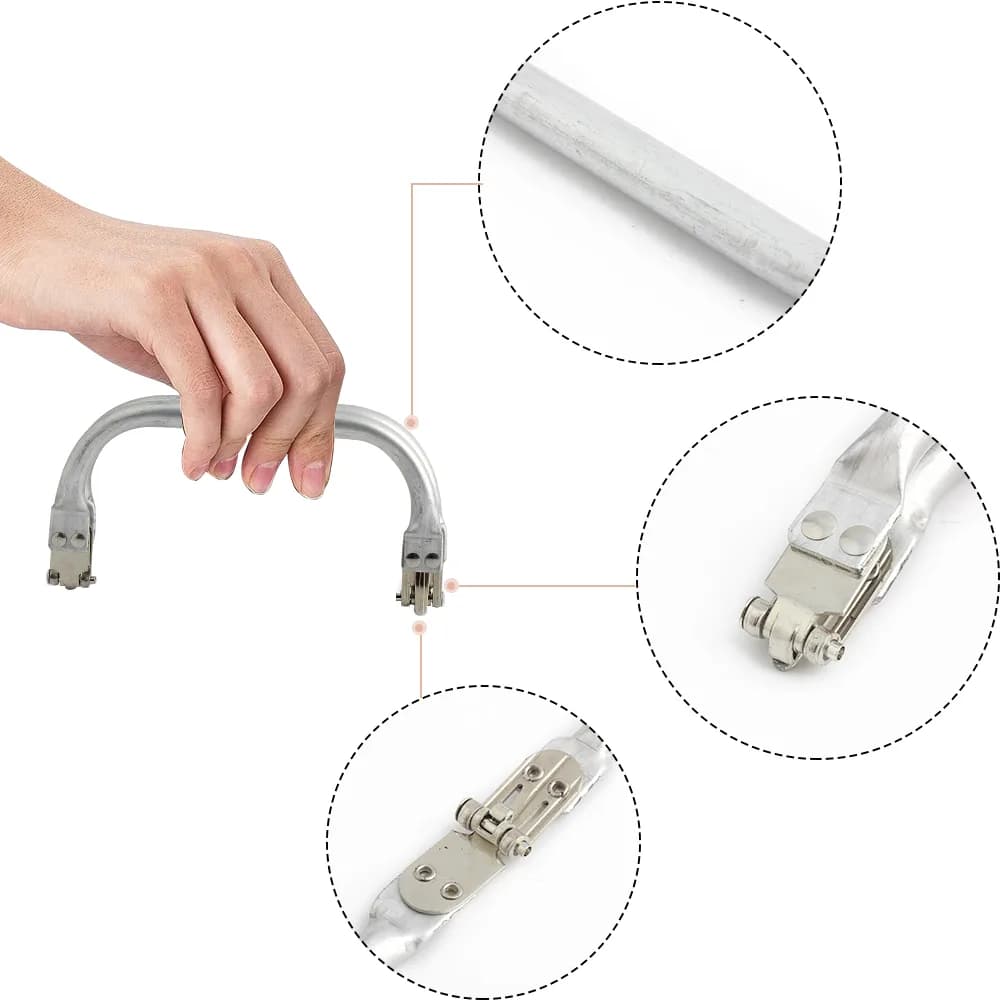 Aluminum Tube Bag Handle Frame 5.5-10 Inch Smooth Bracket Purse Handles for DIY, front view