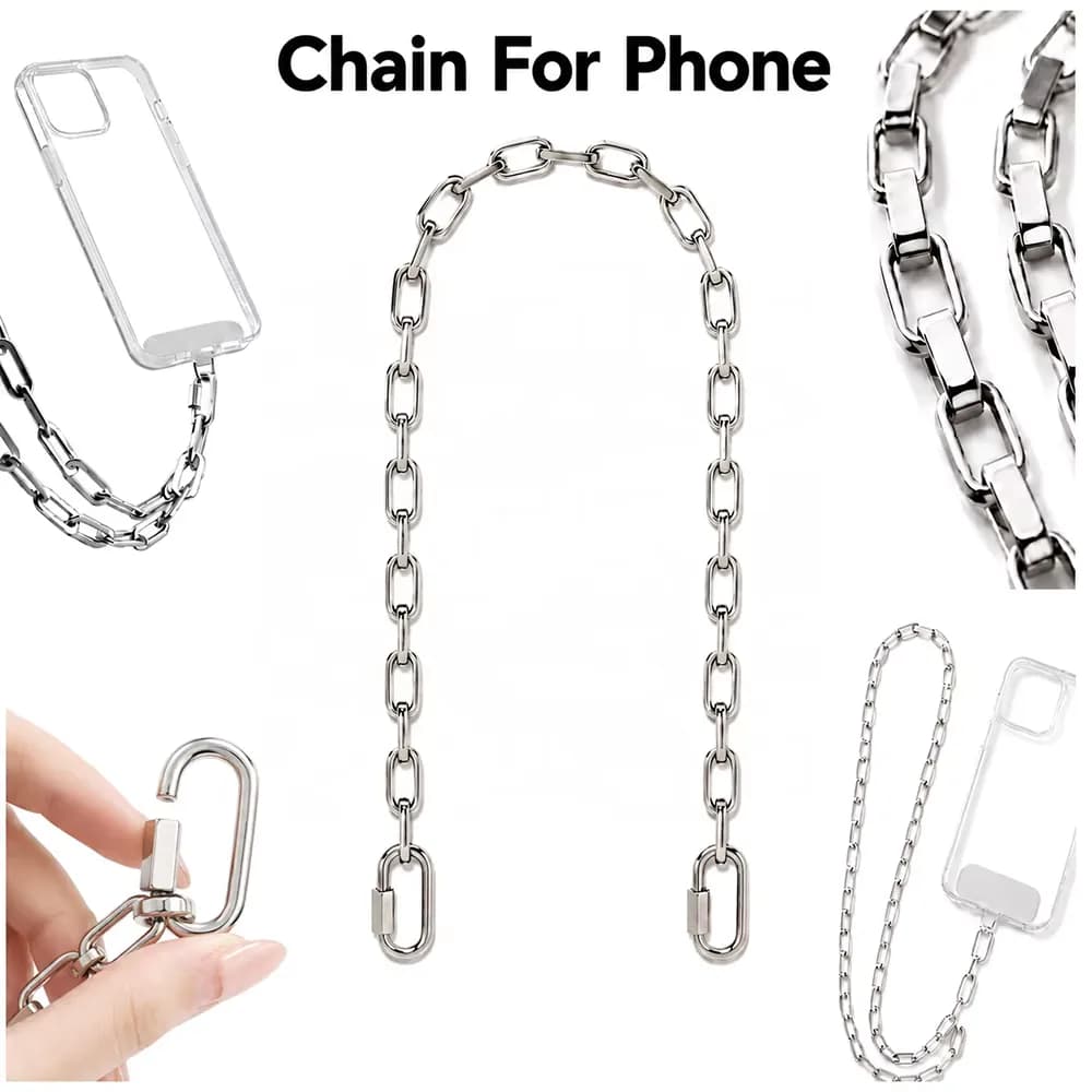 Customizable Gold Chain Phone Strap with Safety & Small Design for Durable, front view