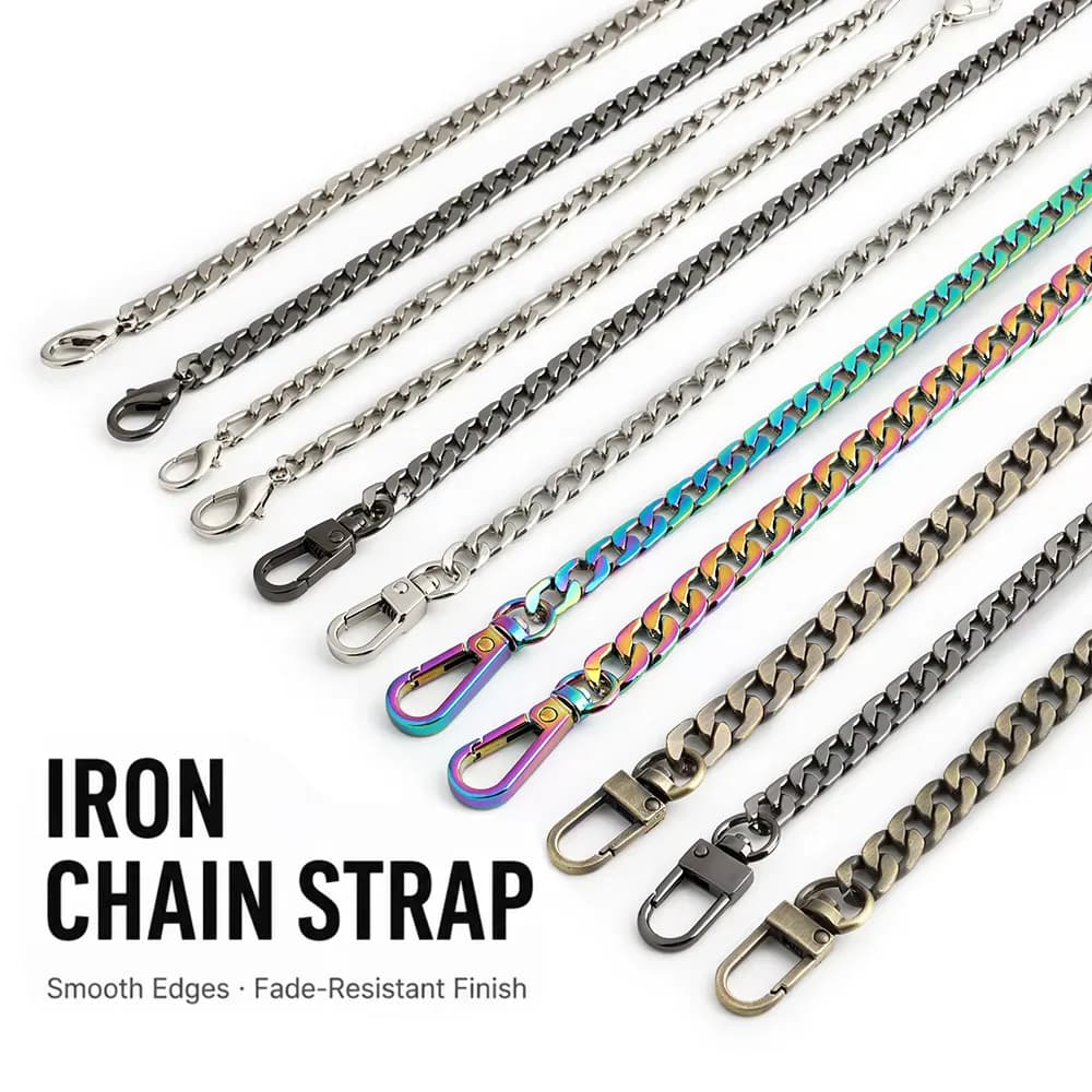 Aesthetic Anti-Tarnish Iron Bag Chain Gold Tone Fancy Cross Ladies 120CM Chain, front view