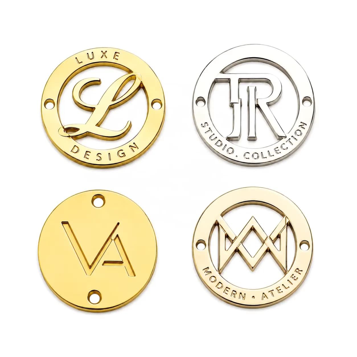 Stainless Steel Metal Label Custom Sew on Logo Charm Small Plate Tag for Fashion, front view