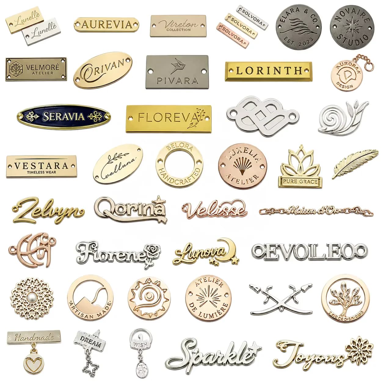 Quick Sample Separated Custom Metal Letters Logo Nameplate Label OEM, front view