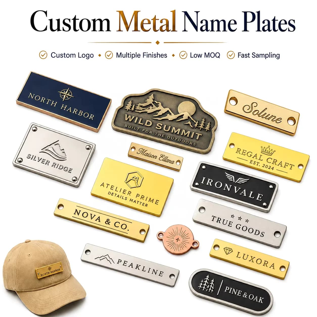 3D Custom Laser-engraved logo Buckle for Knitted Bags, Suitable for Beanies, front view