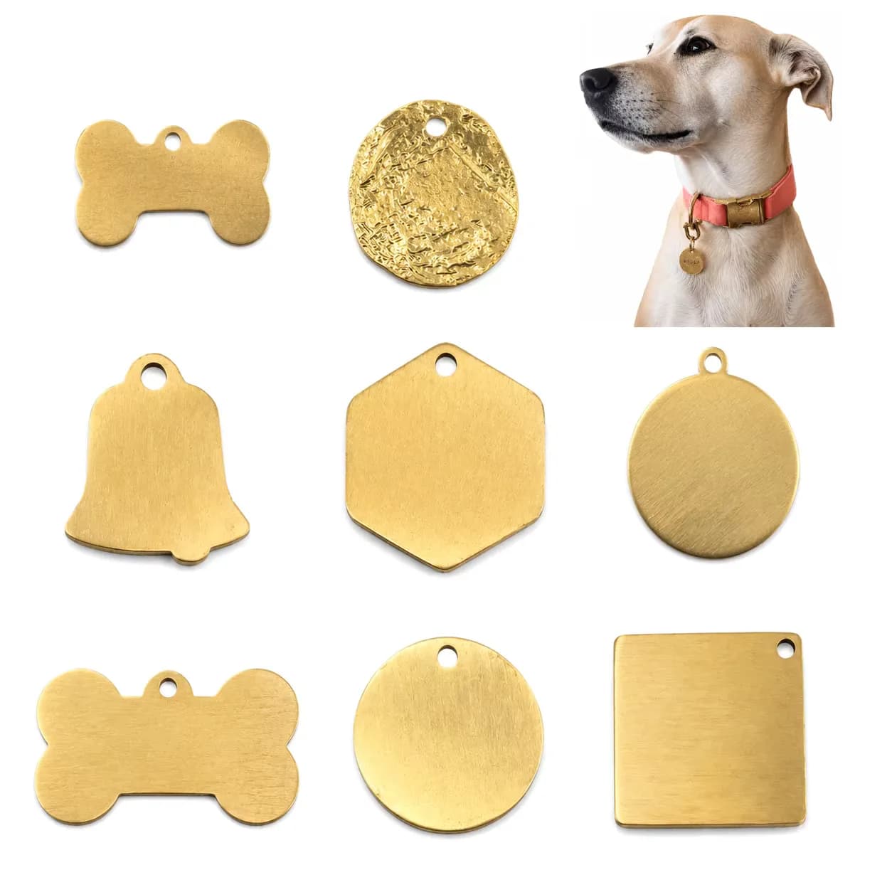 DIY Custom Logo Round Laser Engraving Blank Metal Pet Brass Label Tag Nameplate, front view