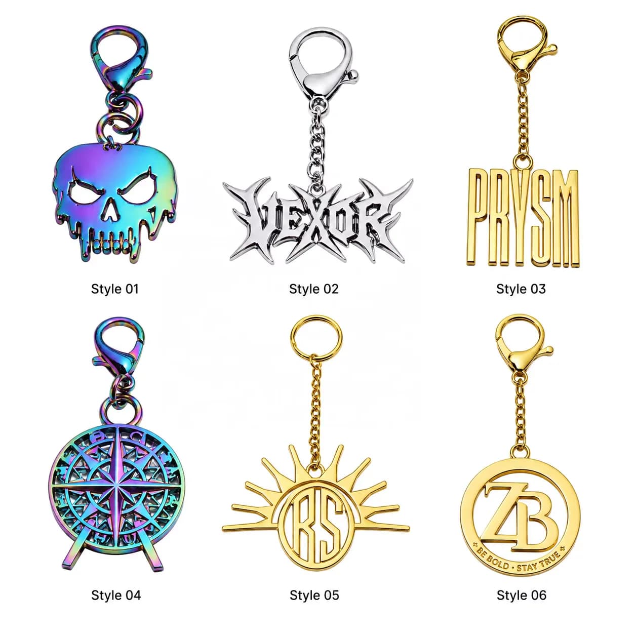 Personalized Zinc Alloy Embossing Enamel Black Metal Logo Tag Charm Keychain, front view