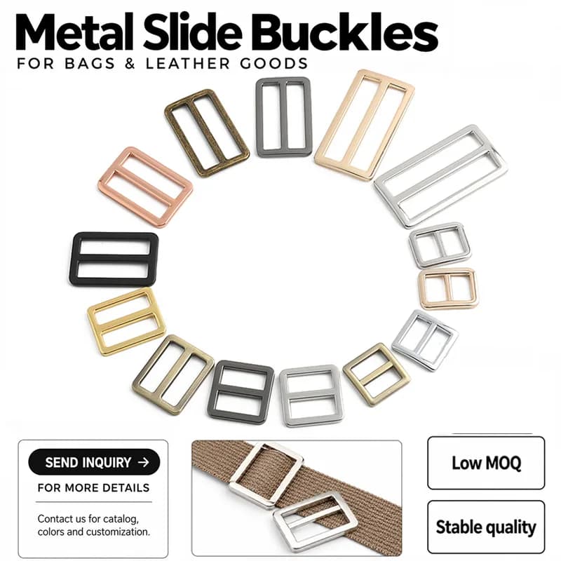Trendy Zinc Alloy Metal Slider Buckle Rectangle Tri-glide Slide Adjuster Buckle, front view
