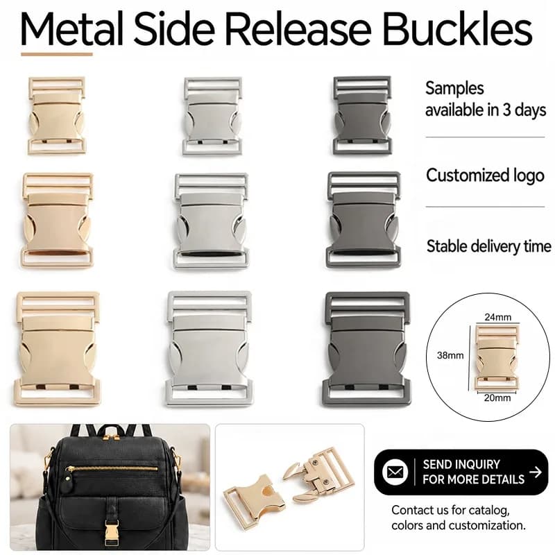 Heavy Duty Metal Backpack Strap Replacement Buckles Eco-friendly Quick Release, front view