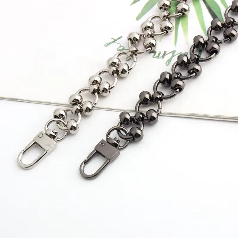 DIY Silver/Gun Black Aluminum Iron Long Chain Extension for Bag Accessories, front view