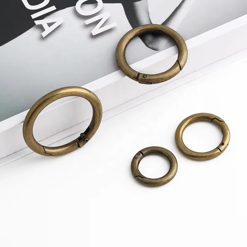 Bag Metal Accessories Spring Ring Bronze Color Zinc Alloy Spring Gate Ring, front view
