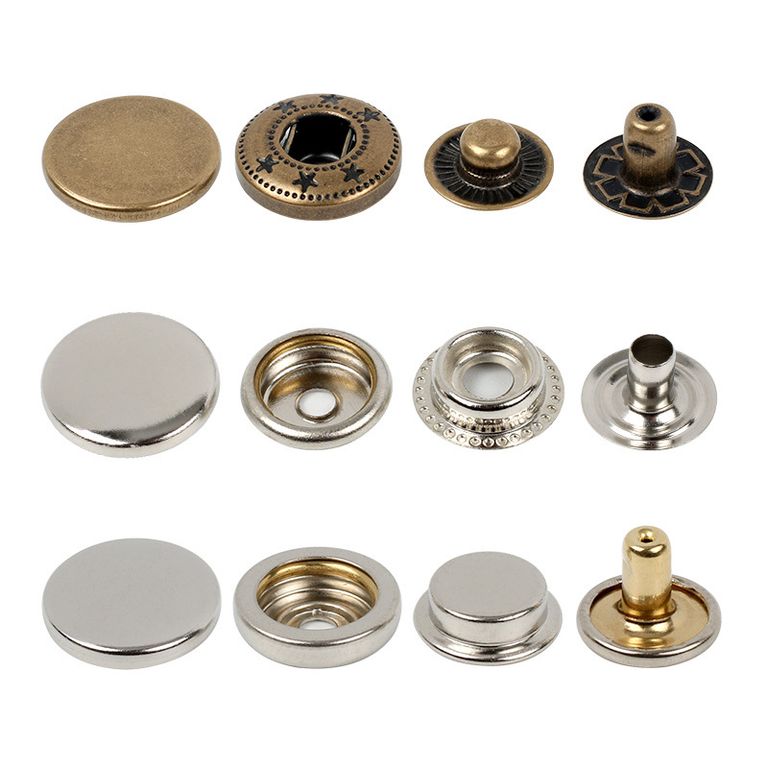 Custom 4 Parts Snap Button 20mm Metal Brass Jeans Button 15mm for Cloth Nickel, front view