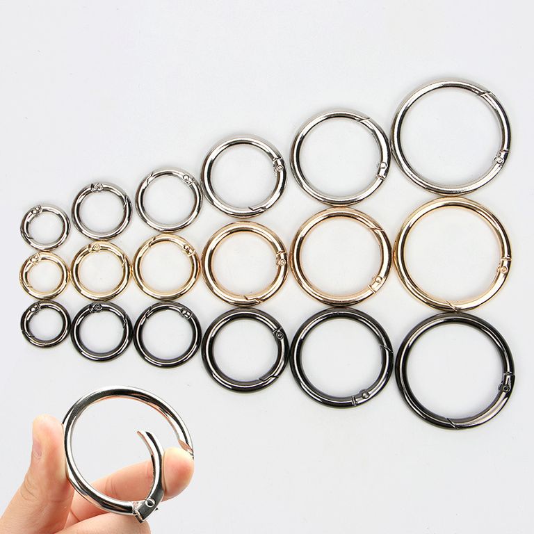 Custom Zinc Alloy Metal Spring O Rings and Open Ring Key Ring for Bag Hardware, front view