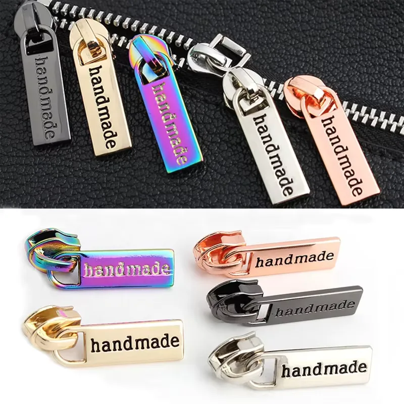 Custom Metal Zipper Pull Personalized Brand Logo Zipper Slider Bulk for Bags, front view