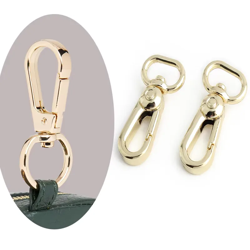 Light Gold Alloy Swivel Snap Hooks for Handbag Hardware with Customizable Logo, front view