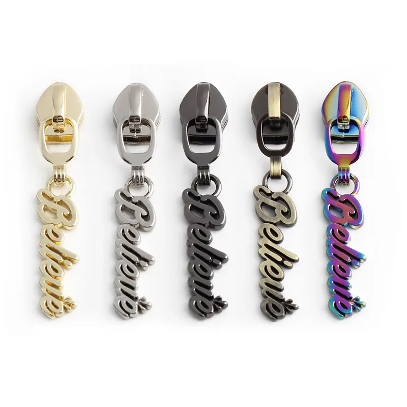 Customized Zinc Alloy Die Casting Zipper Puller, #5 Metal Zip Slider Head, front view