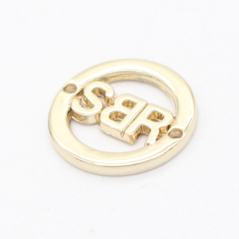 Custom Design Vintage Luxury Trendy Round Hollow Zinc Alloy Labels for Bags and Swim Wear - view 1